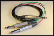 L,R SPLITTRS-2xJACK
This Cable splits a stereo TRS jack signal (like a headphone signal or Stereo Send / Return) to two unbalanced Tip Sleeve Jack connectors. Made from Neutrik X series and Canare Star Quad. Commonly used to record from Headphone outputs and to split Monitor Outputs to Left / Right. Can be used as an Insert cable too.
